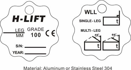 Chain Sling Identification Tags | Safety Load Tags for Lifting - H-Lift