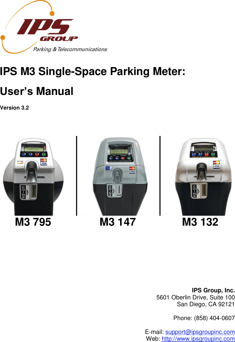 IPS Group IPS2006SSPM Parking Meter with data collection User Manual