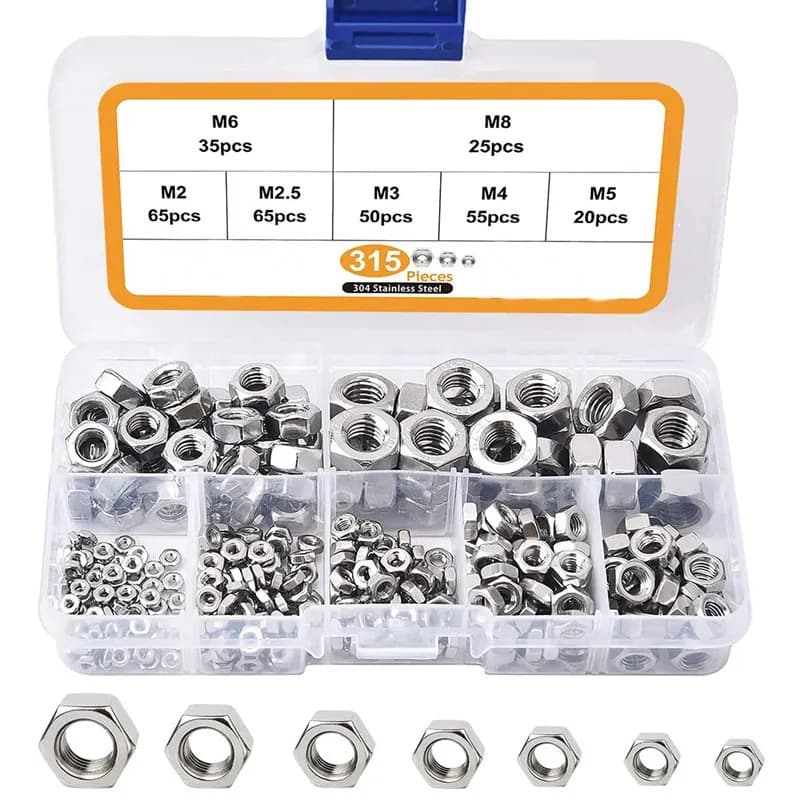 315Pcs Stainless Steel Hex Nuts Assortment Kit - VADANIA Hardware UK