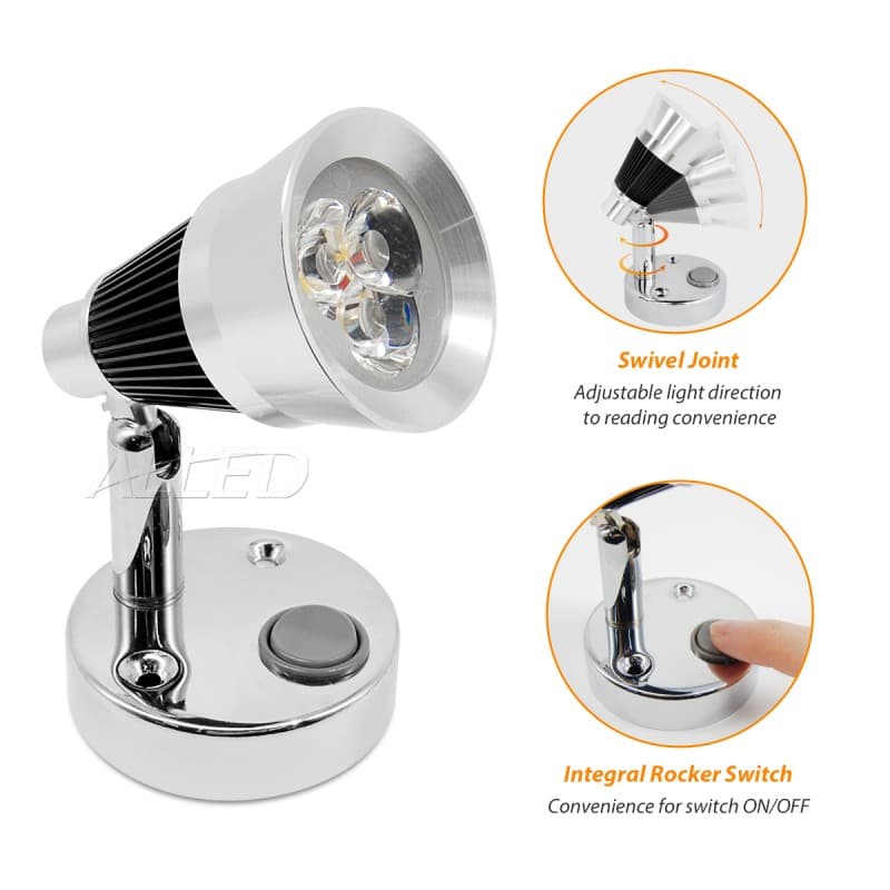 2X 12V LED Swivel Reading Light Cool Lights RV Caravan Boat Ipad Map ...