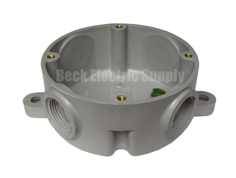 JUNCTION BOX, 4 - 3/4" KO'S, 2 MOUNTING FEET, GRAY, PAULUHN / COOPER ...