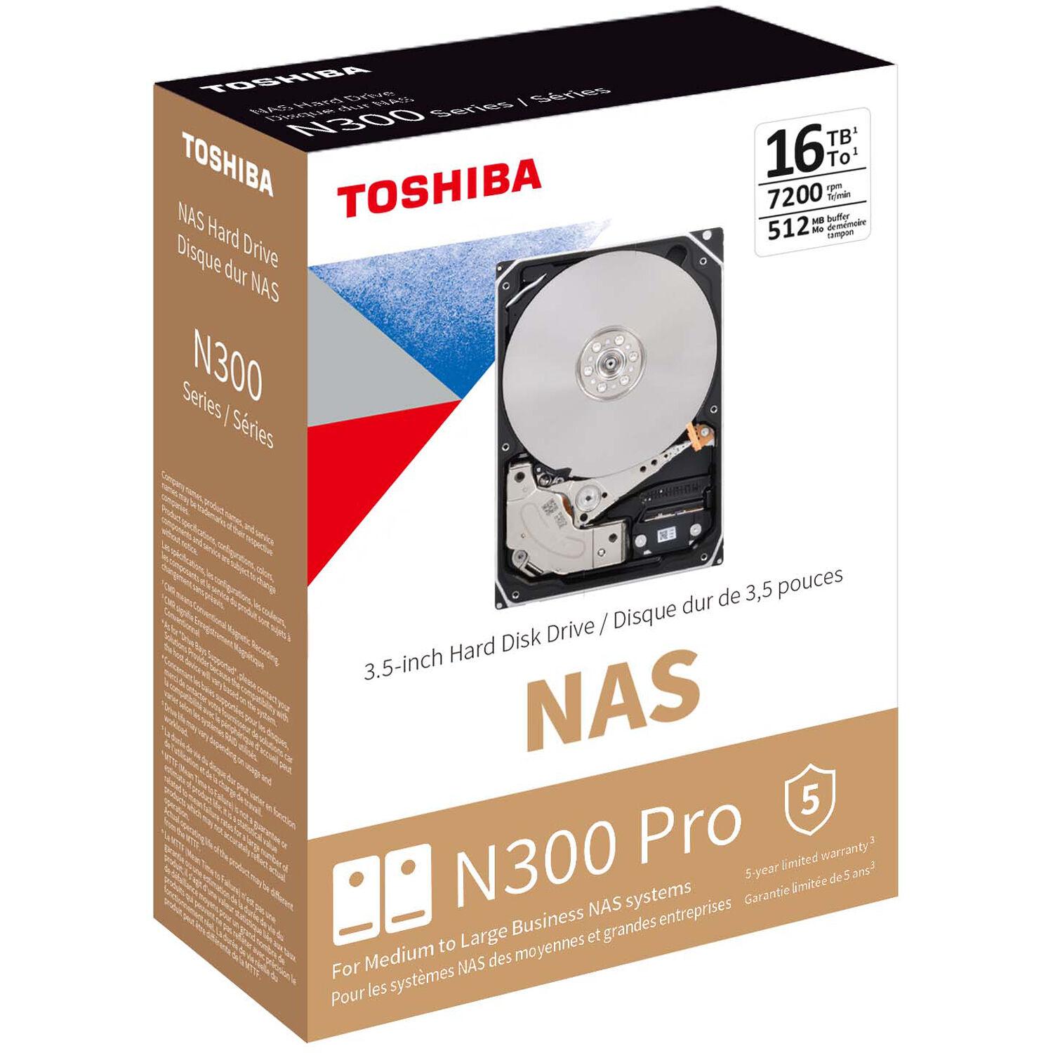 Toshiba 16TB N300 Pro NAS CMR 3.5" Internal Hard HDWG51GXZSTB