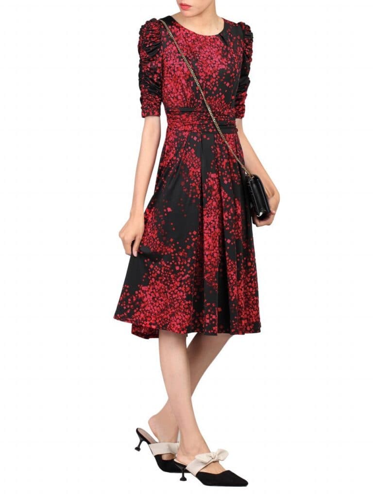 WRAP-STYLE GEO PRINTED DRESS RED ⋆ Colmers Hill Fashion