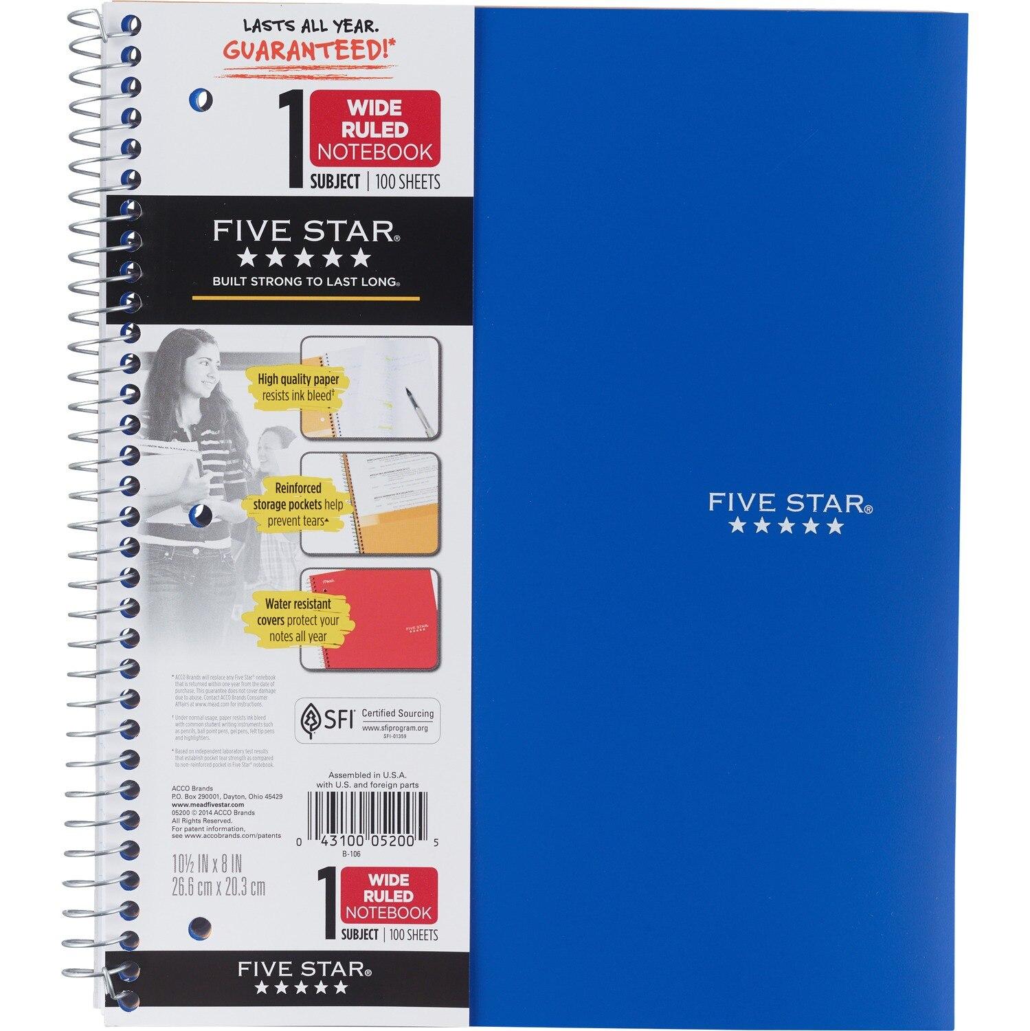 Mead Five Star 1 Subject Notebook College Wide Ruled | Pick Up In Store ...