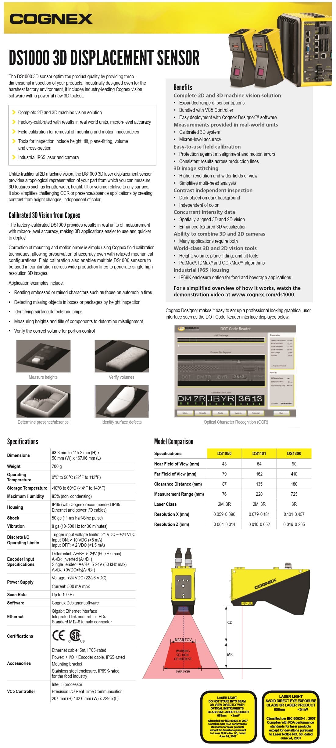 Cognex: Cognex 3D Displacement Sensors (DS1000 Series)