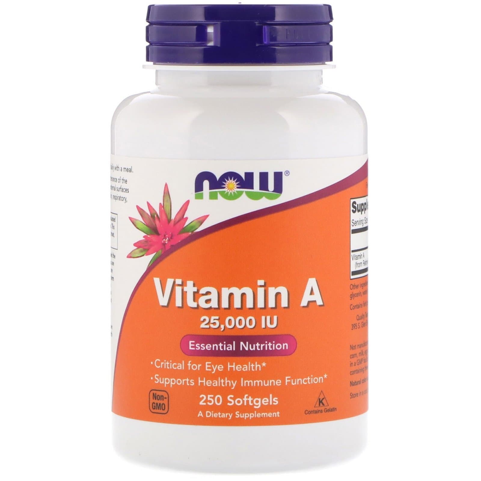 Now Foods Vitamin A 25000 IU 250 softgels - e-vitamina.gr