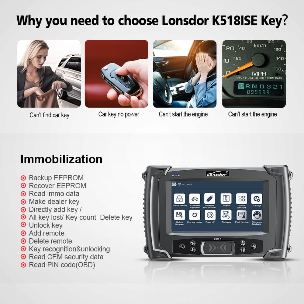 Newest Lonsdor K518ISE Key Programmer With Odometer Adjustment For All ...