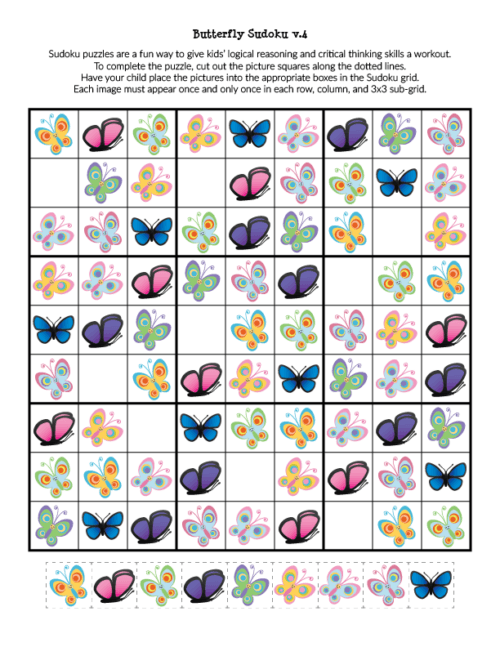 Butterfly Sudoku Puzzles {free printables} - Gift of Curiosity