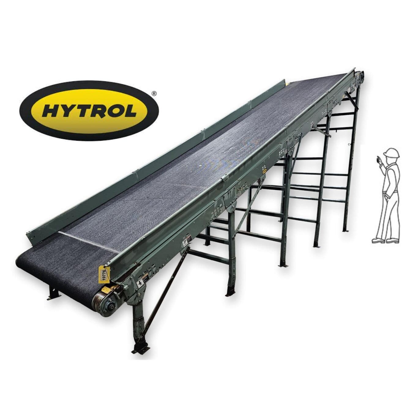 Used Hytrol Slider-bed Incline Belt Conveyor 52" wide X 21'-6" Long for ...