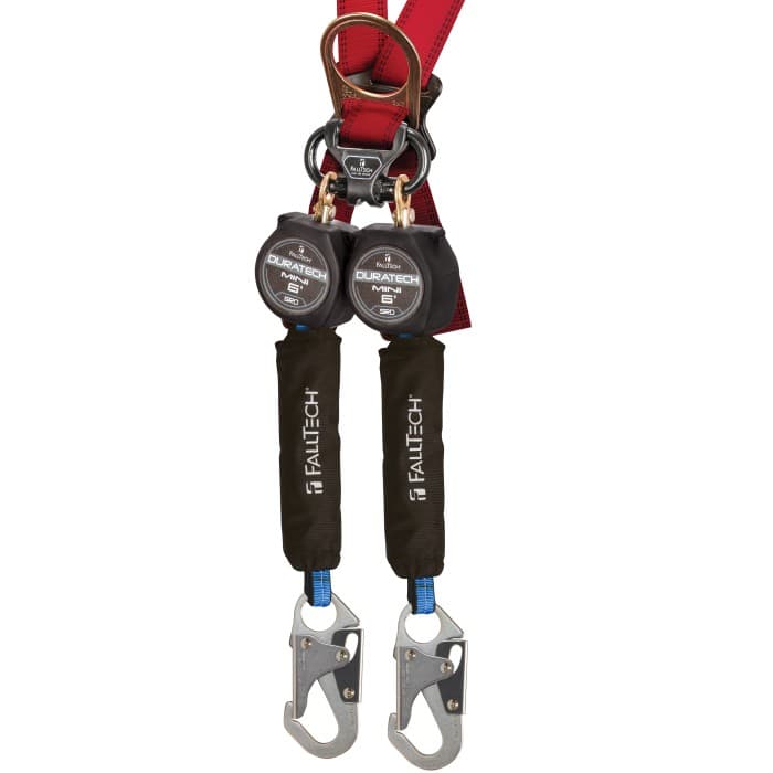 Falltech Fall Protection DuraTech Mini Twin Leg 6' Self-Retracting Lanyard