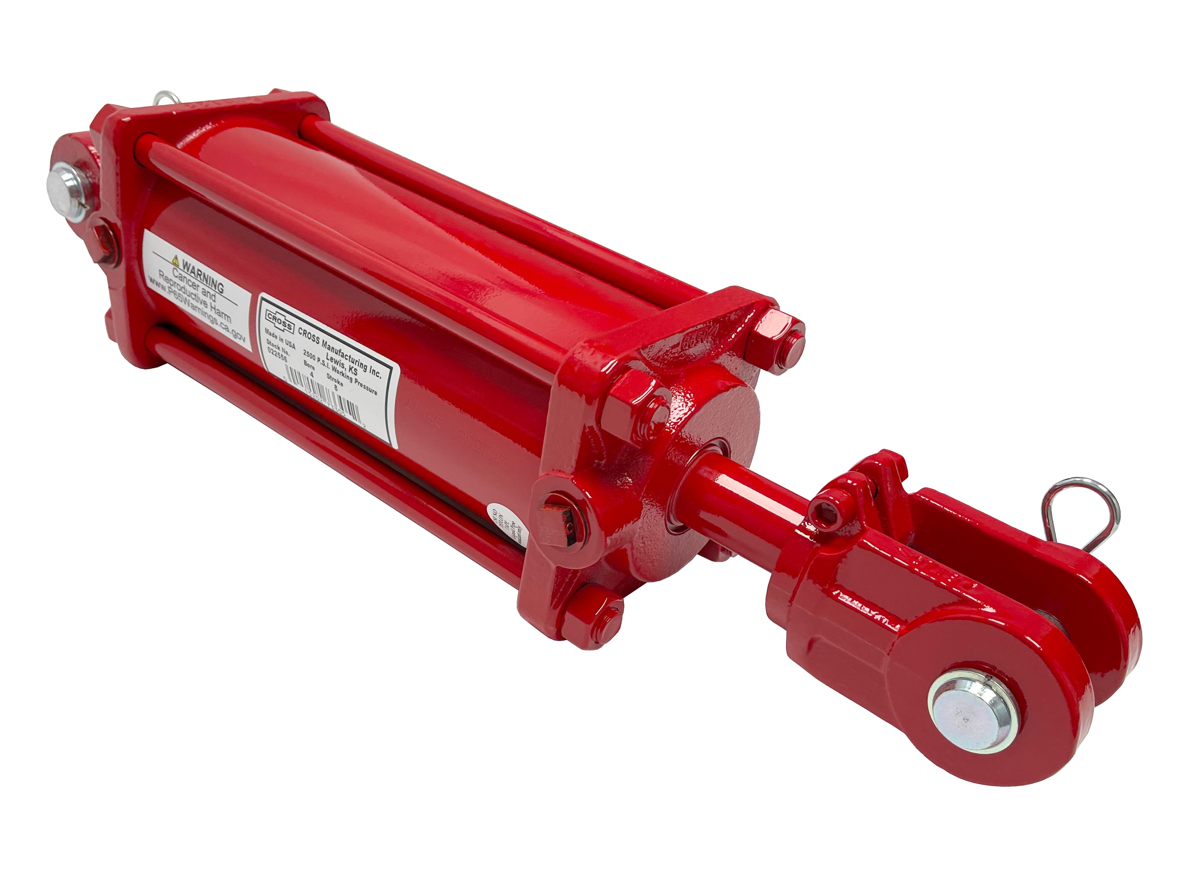 4 bore x 8 ASAE stroke 2 rod CROSS hydraulic cylinder, tie rod DB ...