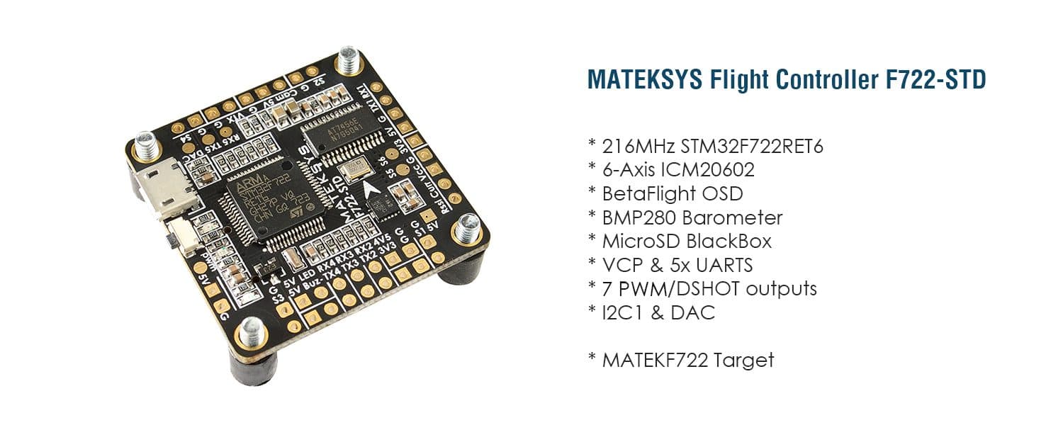 (EOL)Flight Controller F722-STD, Standard – Matek Systems