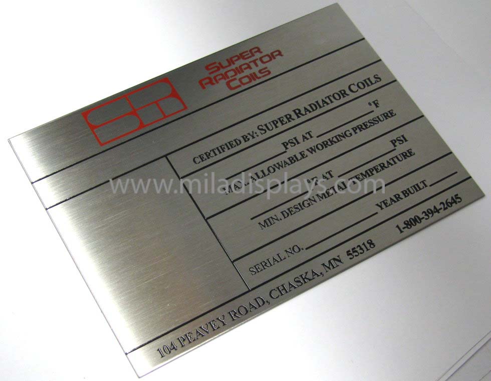 Metal Industrial Commercial Nameplates Tags Plates Stainless Aluminum