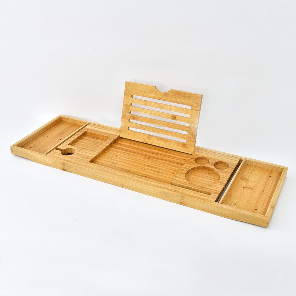 Eco-Friendly Multi-Function Bamboo Wooden Bath Tub Bathtub Caddy Tray