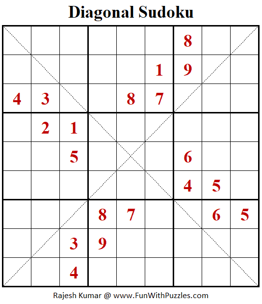 Diagonal Sudoku Puzzles (Fun With Sudoku #353, #354)
