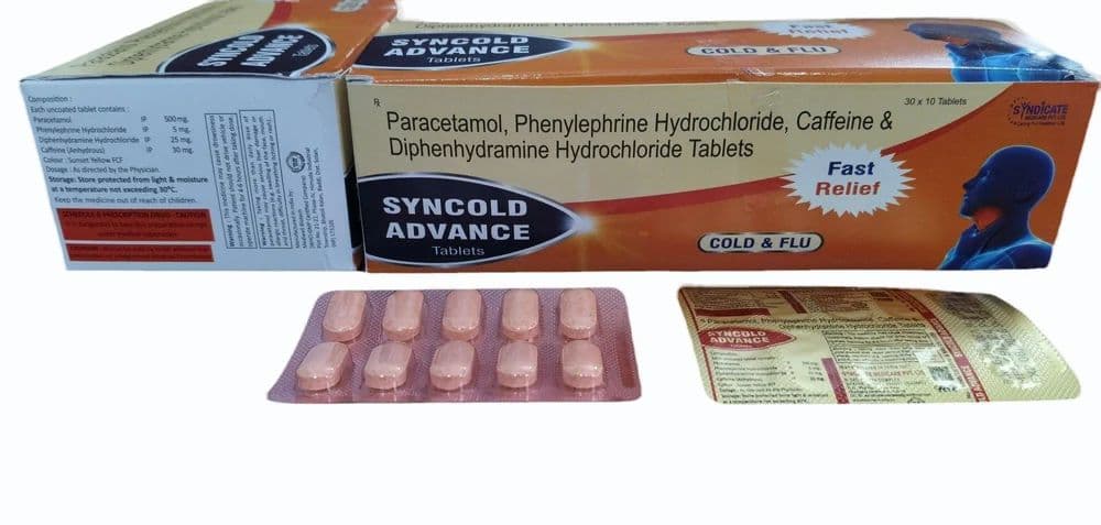 Syncold advance Paracetamol Phenylephrine Hcl Diphenhydramine Hcl And ...