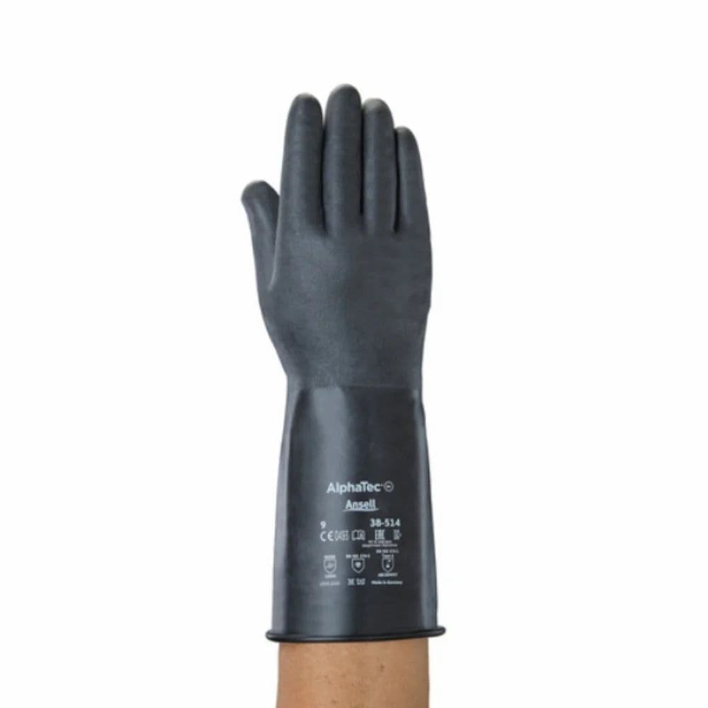 Nitrile Black Ansell AlphaTec 38514 Chemical-Resistant Gloves, Size ...