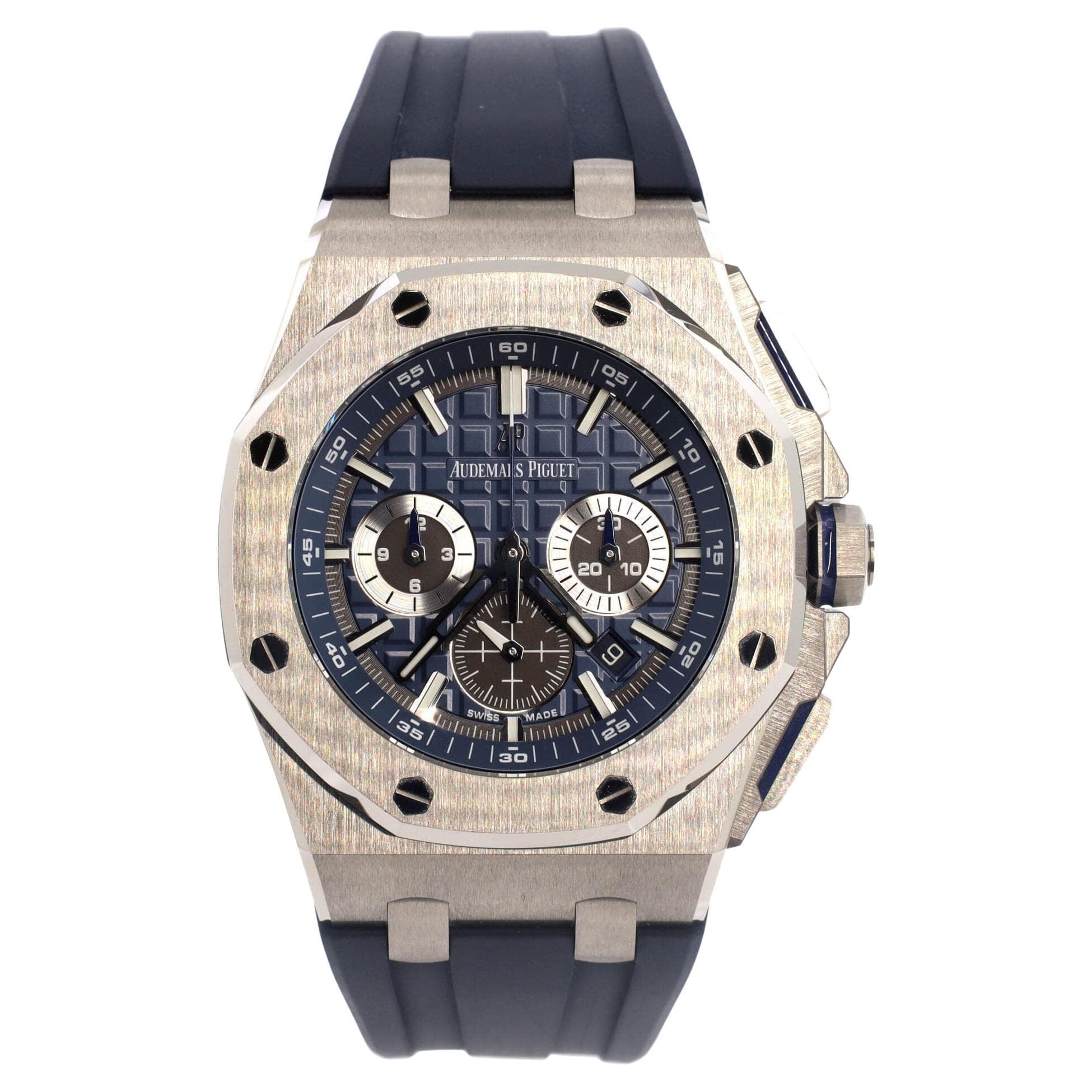 Audemars Piguet Royal Oak Offshore Titanium Blue Dial Mens Watch 26420 ...