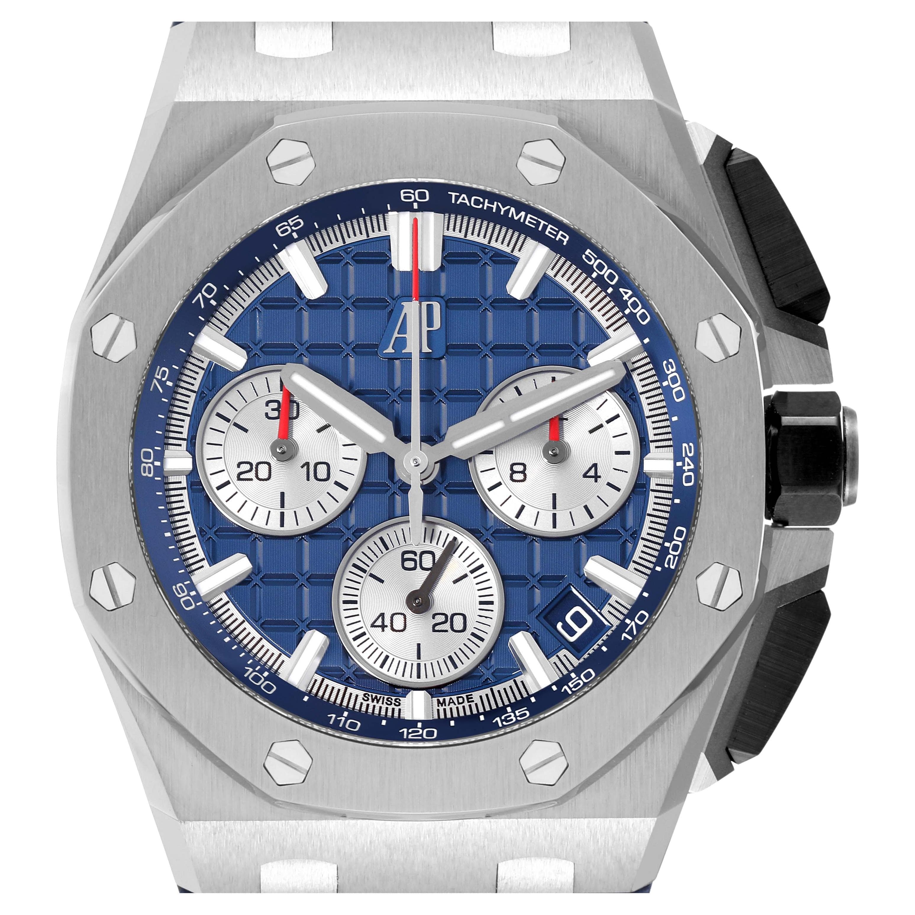 Audemars Piguet Royal Oak Offshore Titanium Blue Dial Mens Watch 26420 ...