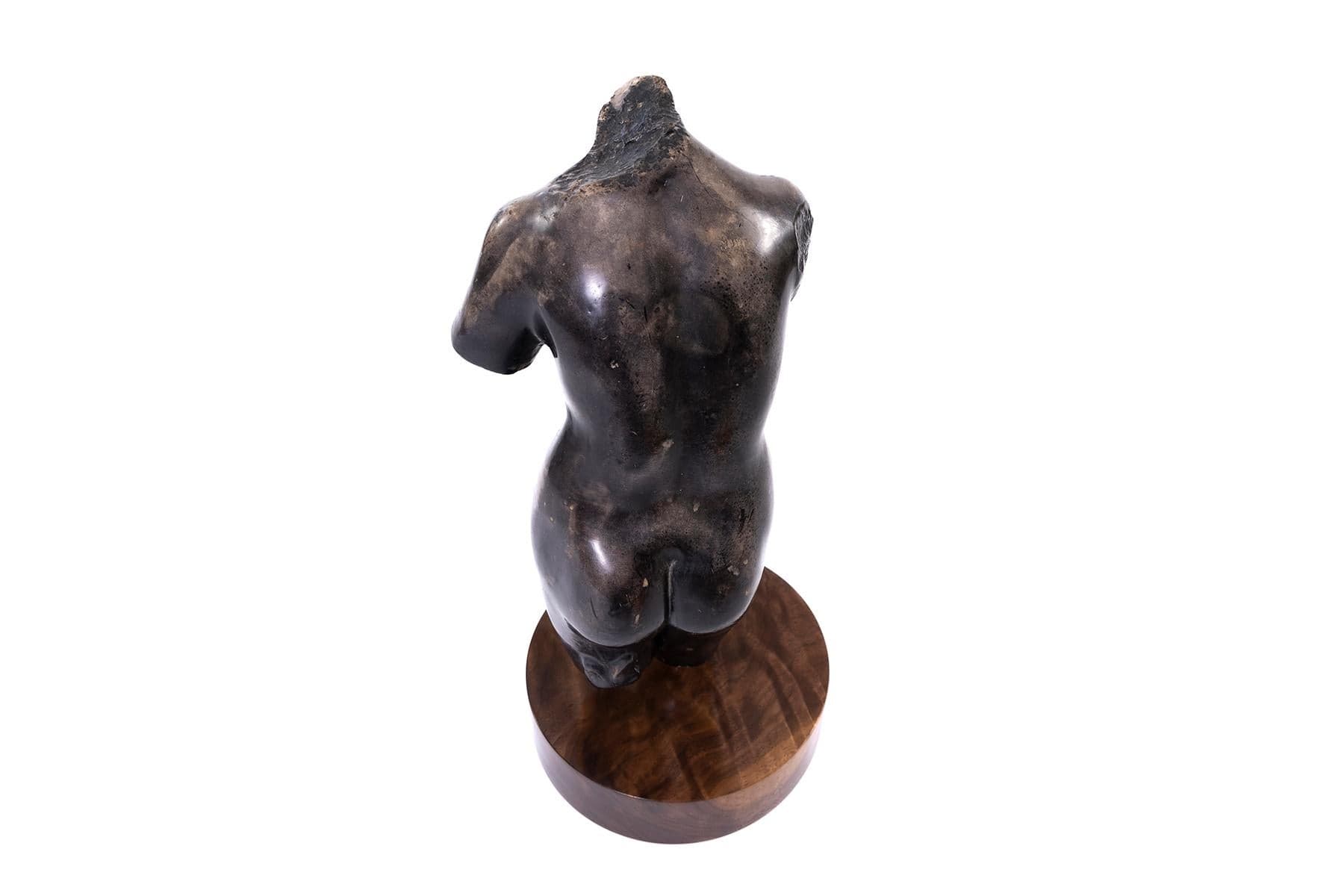 Bronze Female Torso on Walnut Base Sculpture, 1940's For Sale at 1stDibs