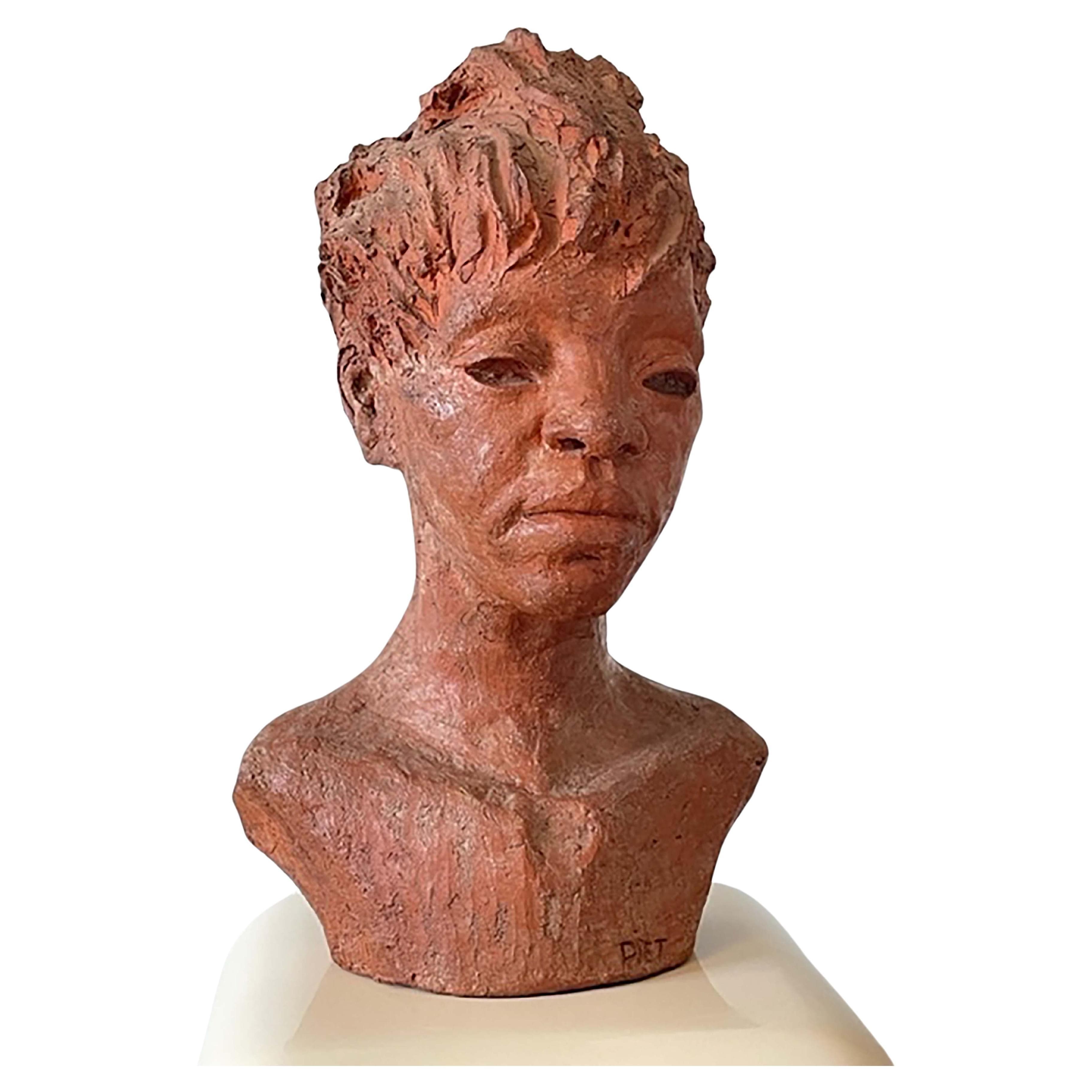 John Piet Signed Modern Terracotta Ceramic Life Size Bust Handmade ...