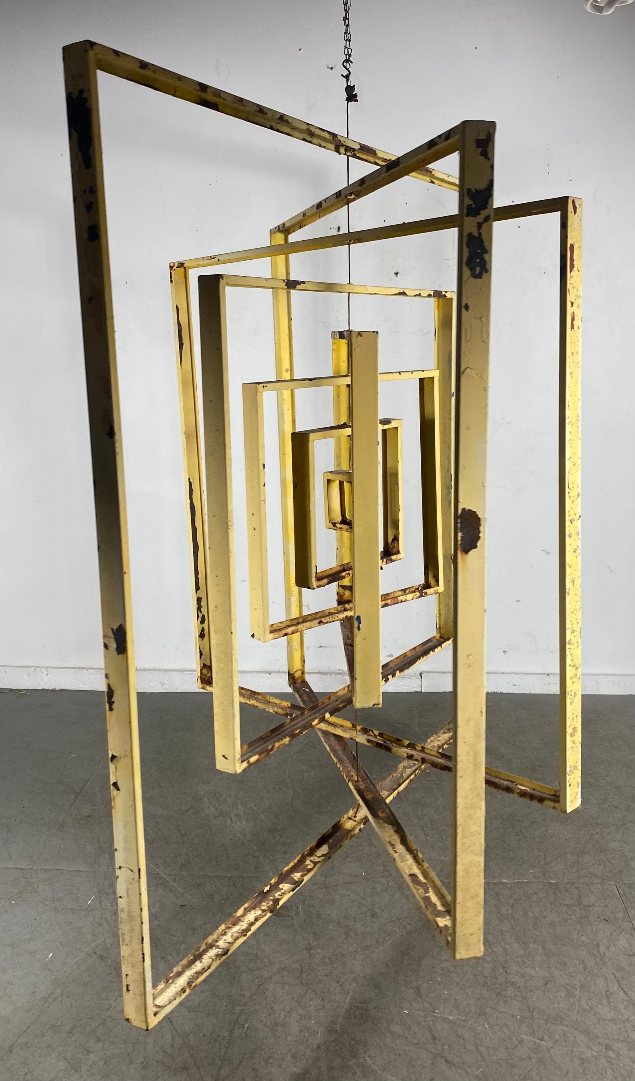 Large Modernist Abstract Kinetic Metal Hanging Sculpture For Sale at ...