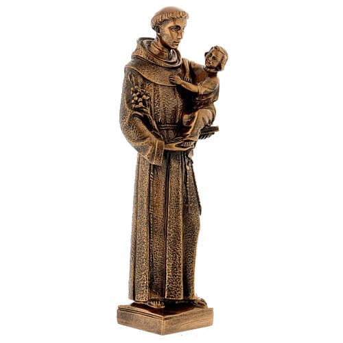 St Anthony of Padua statue, 40 cm bronzed synthetic marble FOR OUTDOORS ...