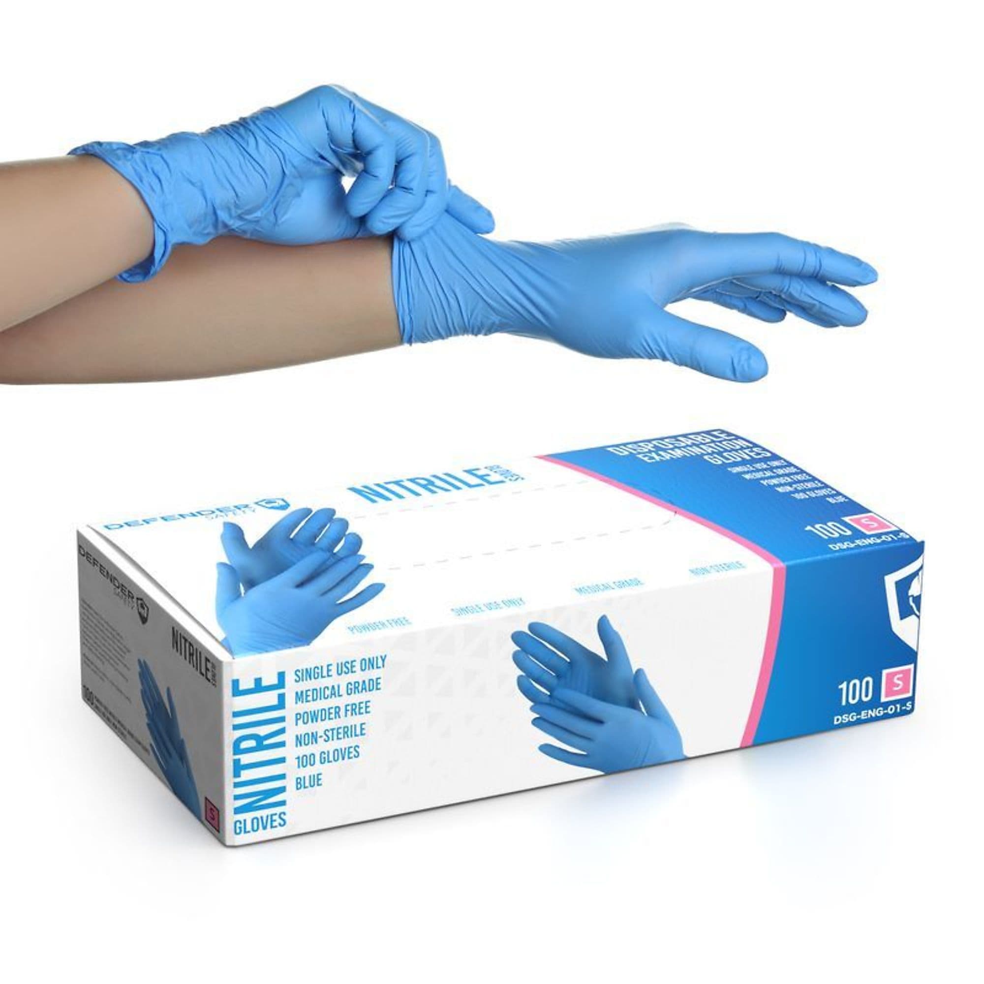 Defender Safety, 3.5 Mil Nitrile Gloves, Medical Grade, Powder-Free ...