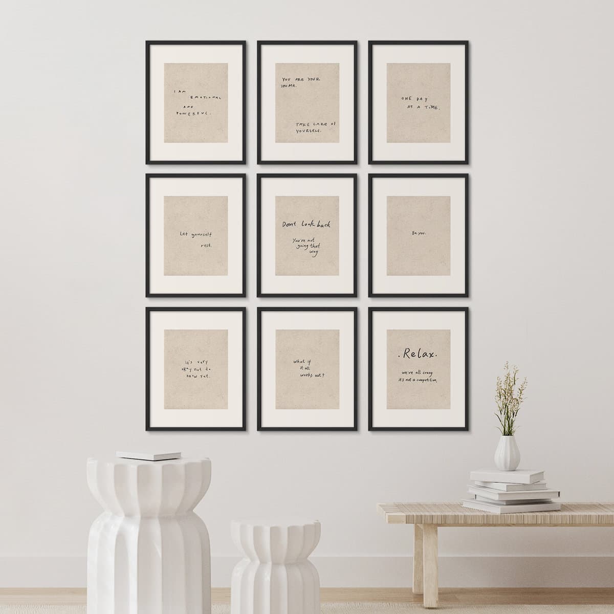 SIGNLEADER 9-Piece Framed Inspirational Quote Wall Art Set – Minimalist ...