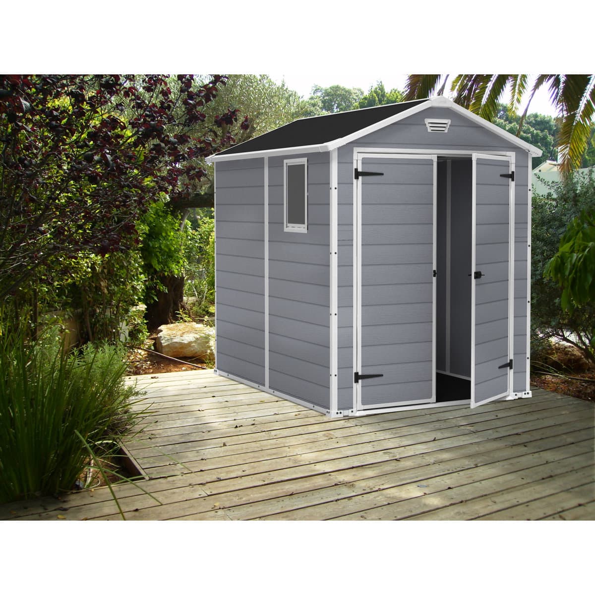 Keter Manor 6x8 ft. Durable Resin Outdoor Storage Shed With Floor and ...