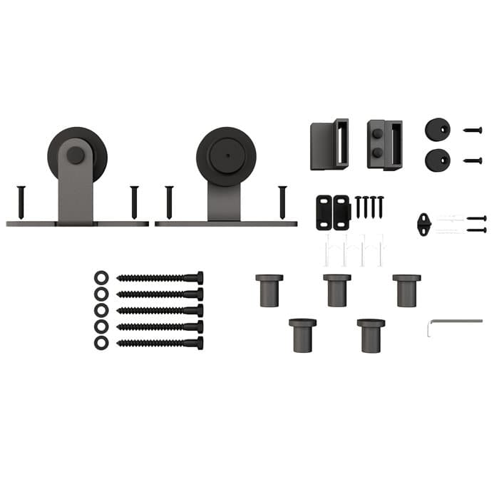 Renin Metal and Glass Metro Barn Door with Installation Hardware Kit ...