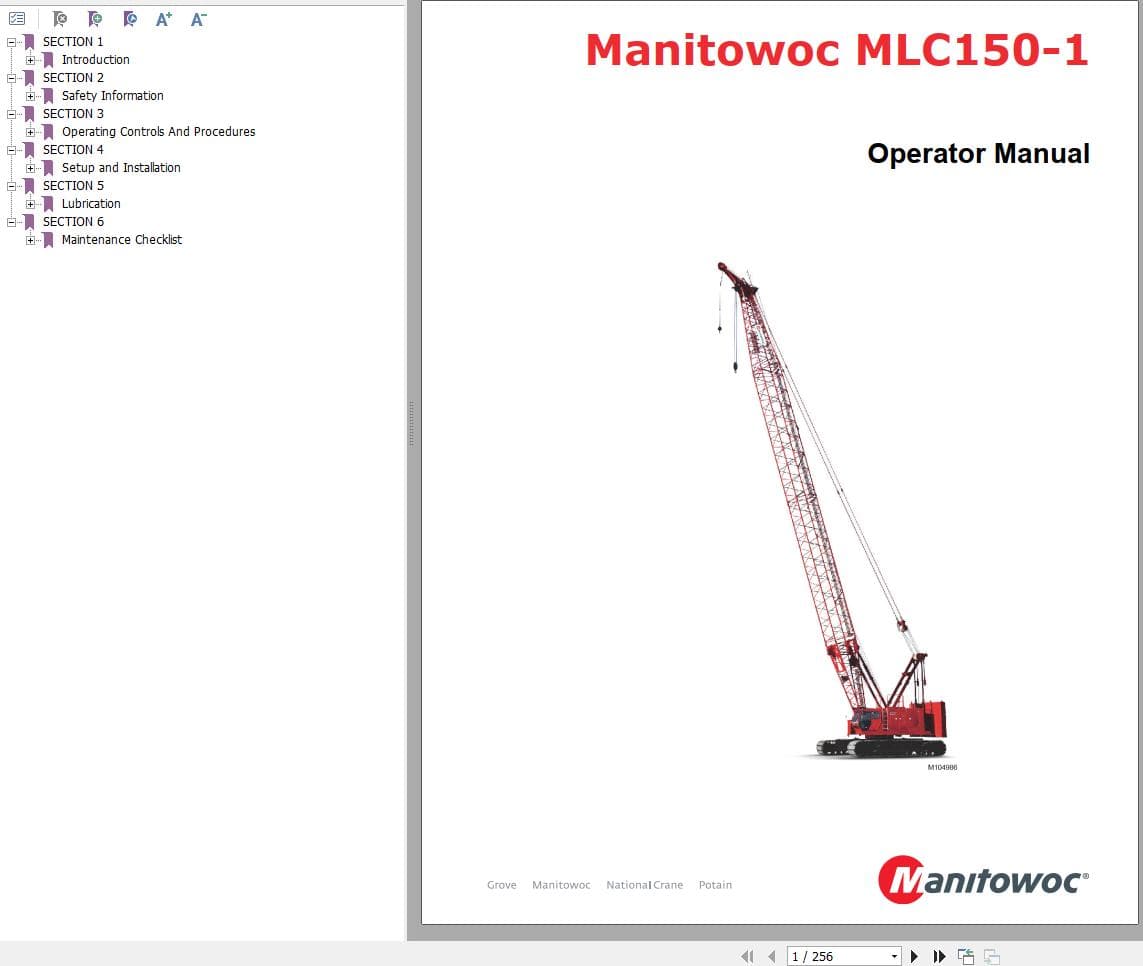 Manitowoc Crane MLC150-1 Operator Manual