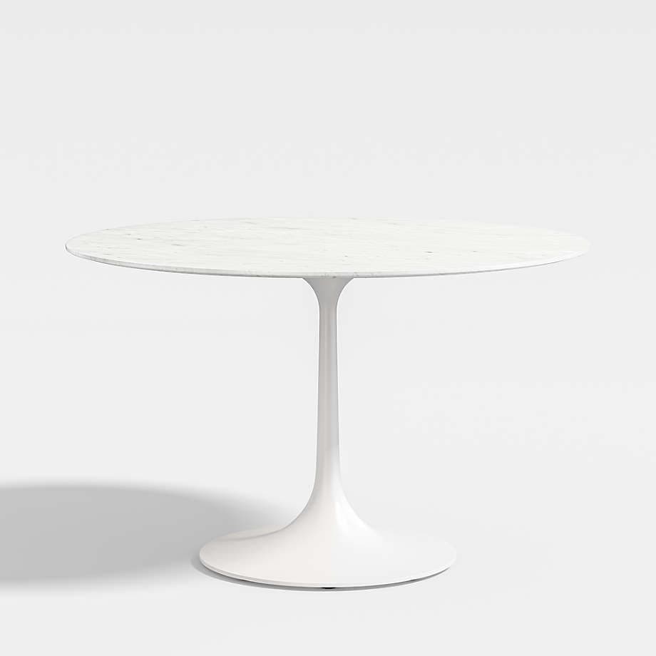 Nero White Marble Dining Table with White Base | Crate & Barrel