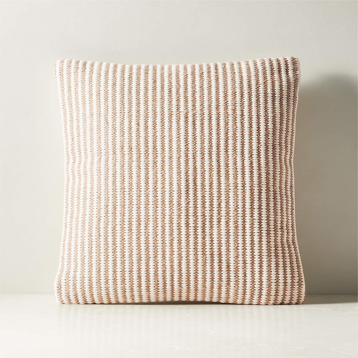 Cove Light Brown Jute and Cotton Throw Pillow with Down-Alternative ...