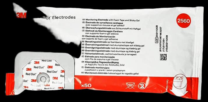 3M Red Dot ECG Monitoring Electrodes with Foam Backing and Snap Connec ...