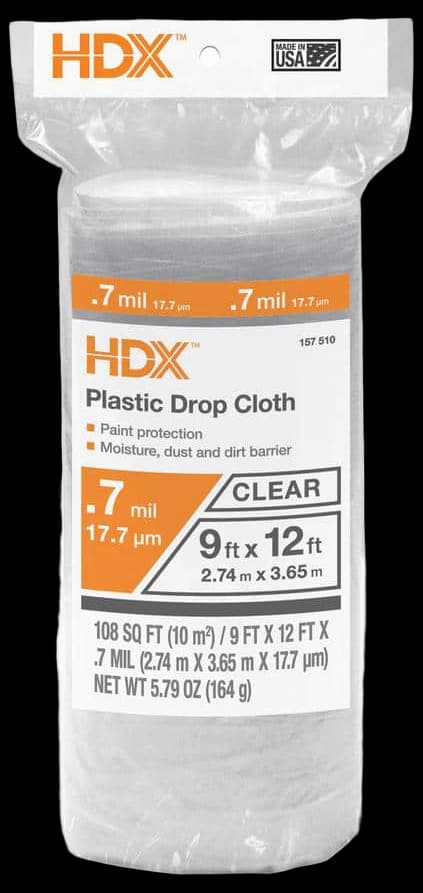 HDX 9 ft. x 12 ft. 1 mil Plastic Drop Cloth