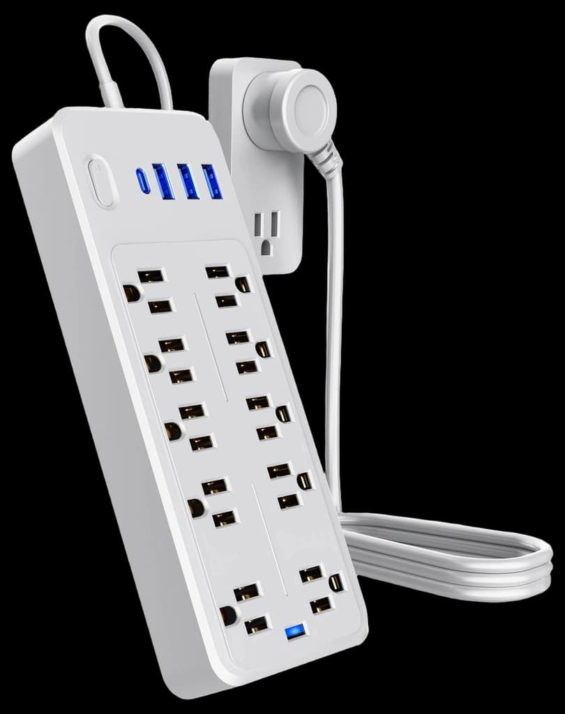 Surge Protector Power Strip Tower with USB C Port(PD18W),10FT Extension ...