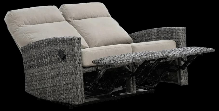 Malibu II Outdoor Wicker Reclining Loveseat Sofa in Sunbrella® Canvas ...