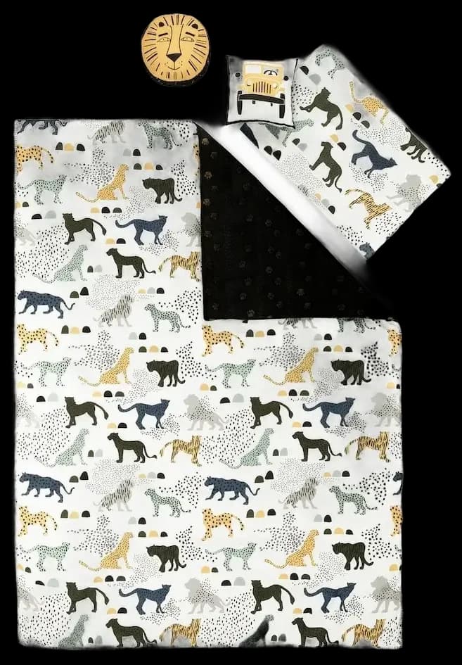 South Shore Dreamit White and Green Kids Bedding Set Safari Wild Cats ...
