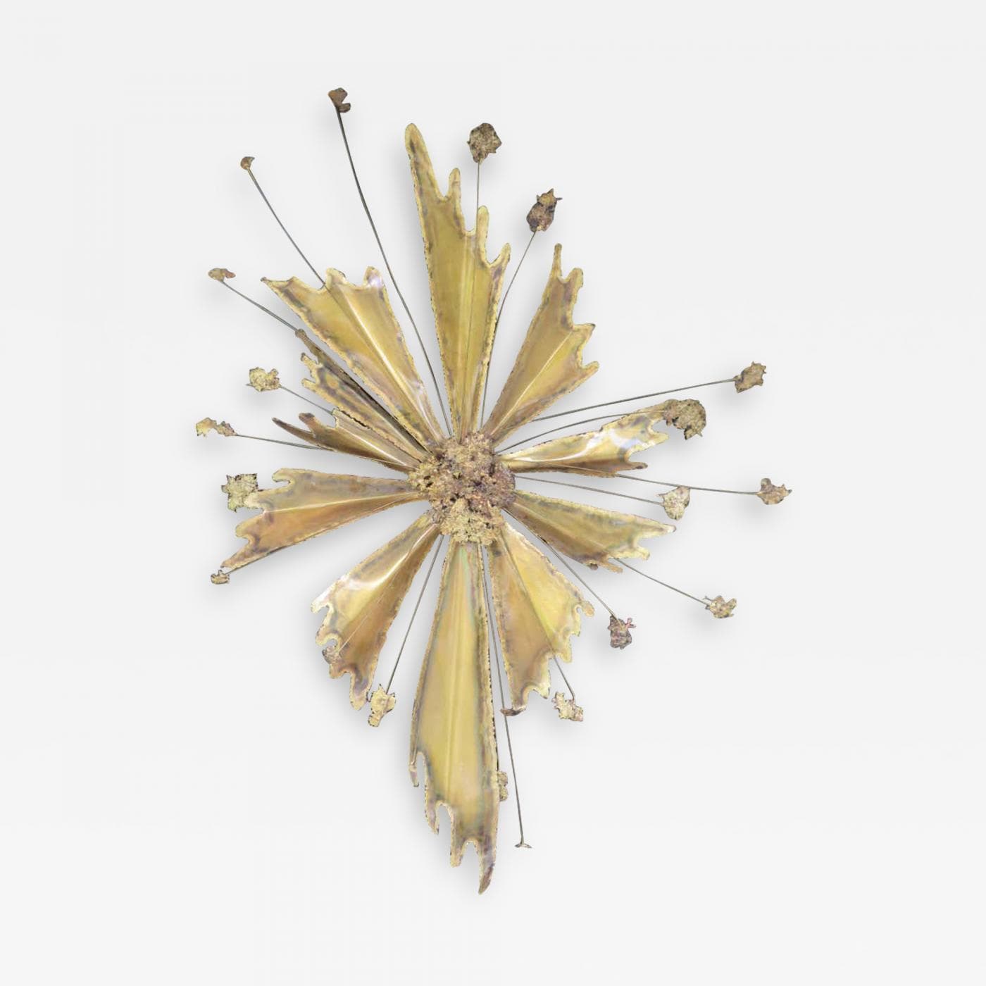 Fabulous Brutalist Brass Starburst Sunburst Wall Sculpture, Mid-Century ...