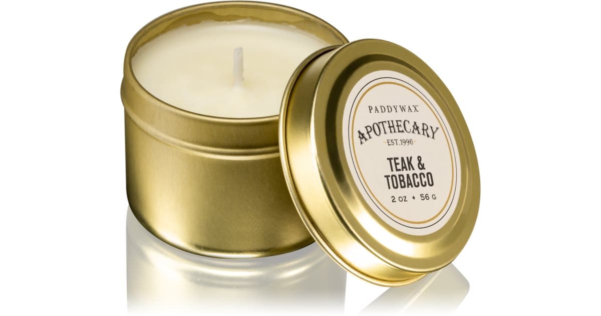 Paddywax Apothecary Teak & Tabacco scented candle in a tin | notino.ie