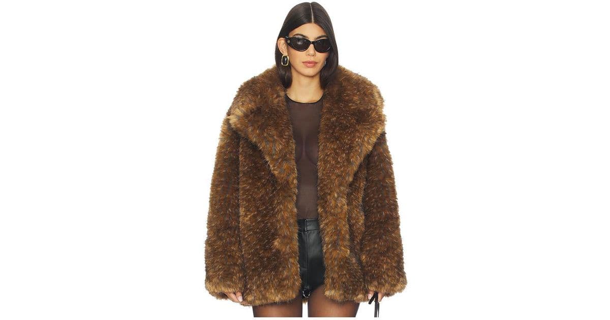 Simon Miller Knox Faux Fur Coat in Brown | Lyst UK