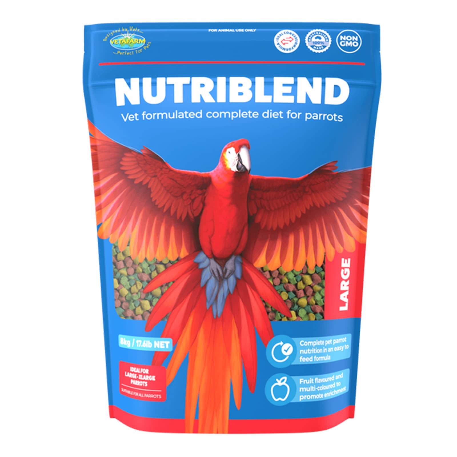 Vetafarm Nutriblend Pellets Large Complete Food For Large Parrot Birds ...