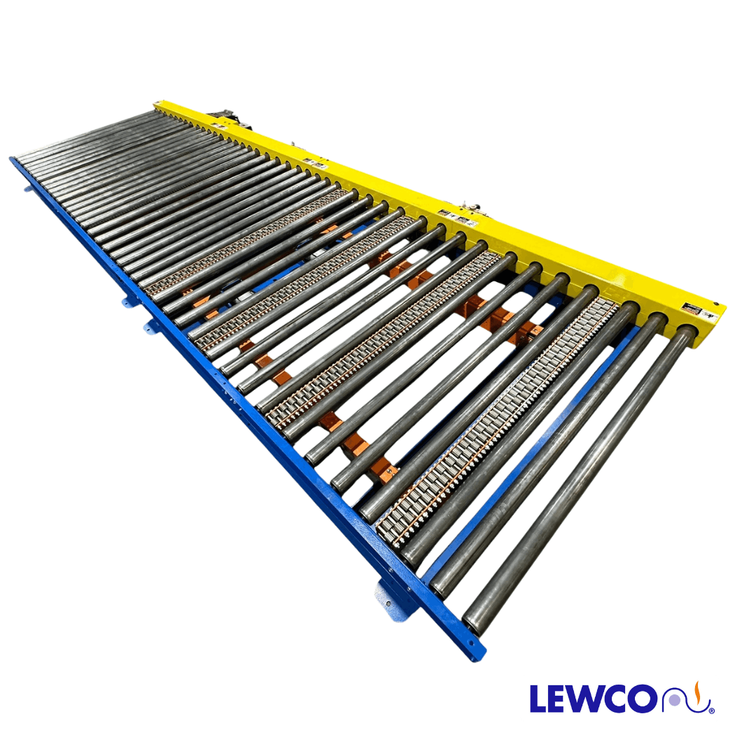 Chain Driven Live Roller Conveyor with Pop-Up Transfer - Lewco Conveyors