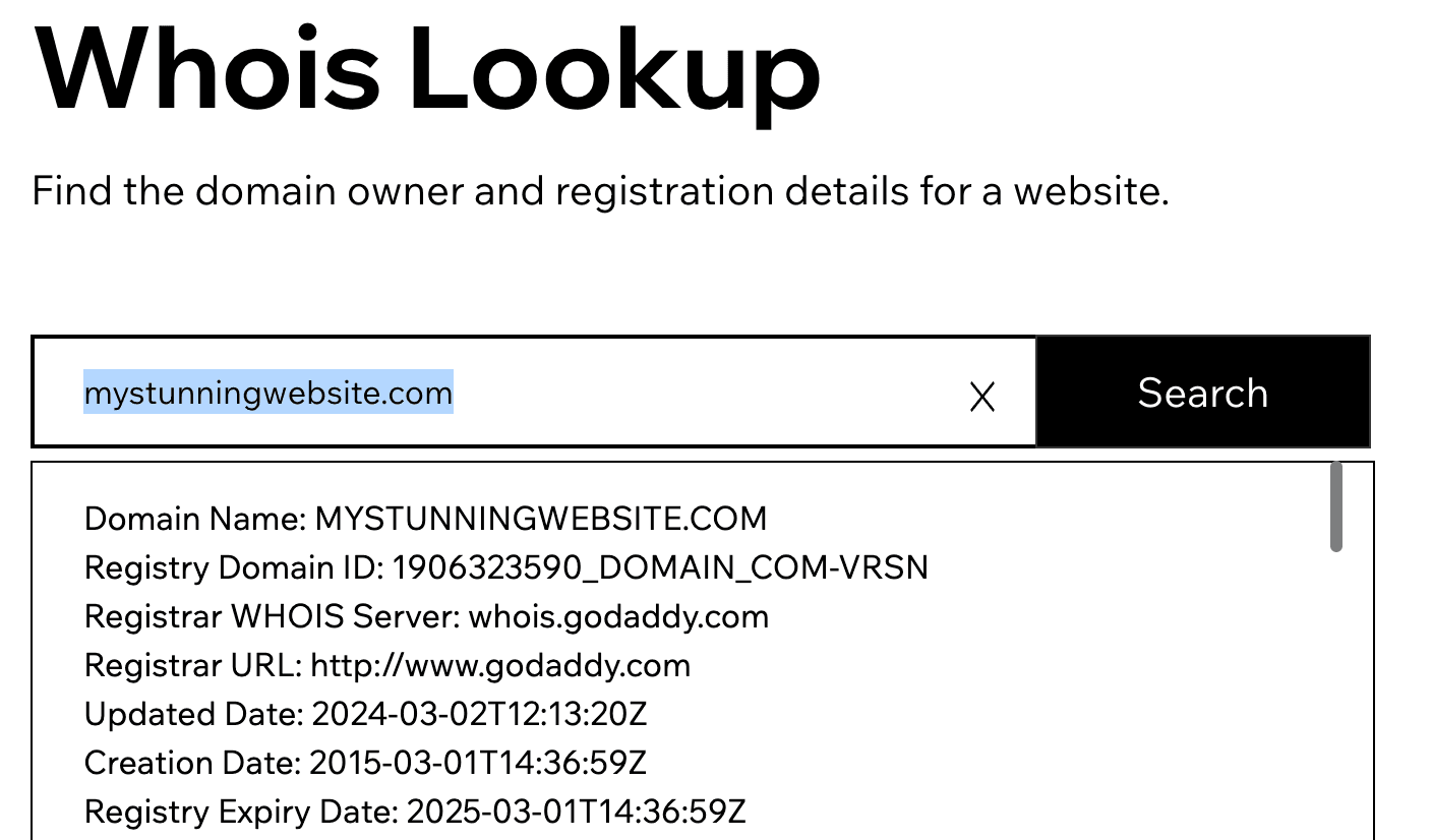Using the Wix Whois Lookup Tool to Find Domain Registration Details ...