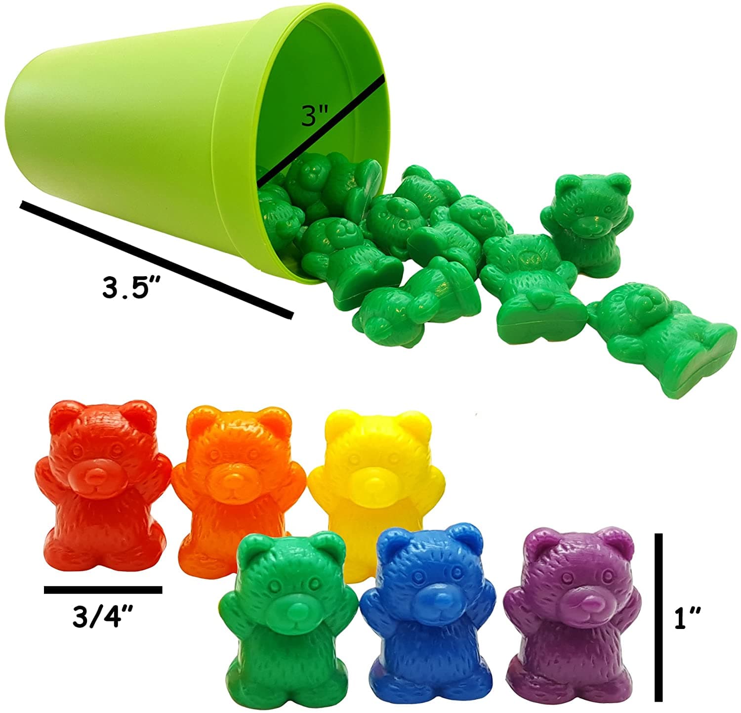 Skoolzy Rainbow Counting Bears with Matching Sorting Cups, Set of 71pc ...