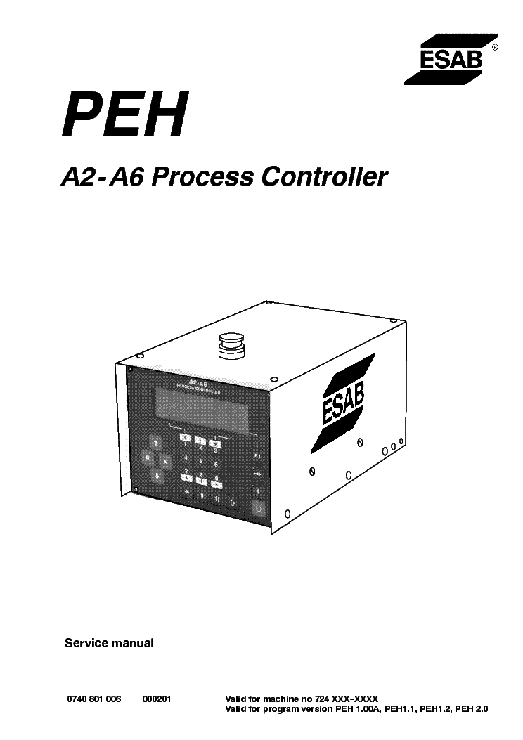 ESAB PEH A2 A6 PROCESS CONTROLLER VER 1.00A 2.0 Service Manual download ...