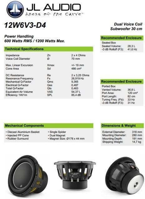 JL Audio 12W6v3-D4 - Fortissimo Car-Hifi, Fahrzeugdämmung, Einbau ...