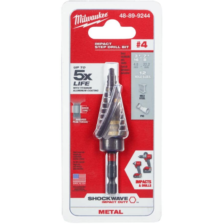 MILWAUKEE Shockwave Impact Duty 1/4" 12 Hole Black Oxide Step Drill Bit ...