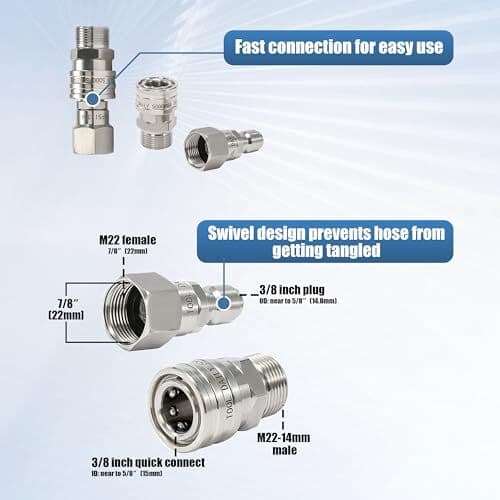 Tool Daily Pressure Washer Adapter Set Swivel, M22 14mm to 3/8" Quick ...